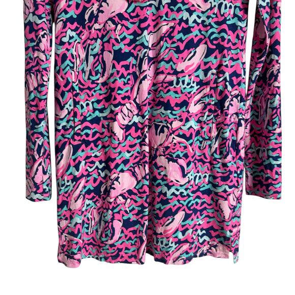 Lilly Pulitzer Rylie UPF 50+ Cover-Up Hooded Dress Pop Up Lobstah Roll Print XS - Picture 3 of 8